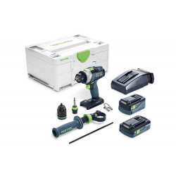 PERCEUSE-VISSEUSE À PERCUSSION 18V QUADRIVE FESTOOL TPC 18/4 BATTERIES 4AH - 5AH - CHARGEUR RAPIDE - COFFRET SYSTAINER SYS3