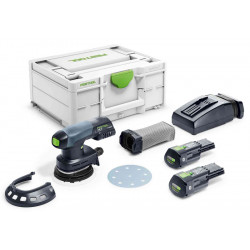 PONCEUSE EXCENTRIQUE HYBRIDE 18V FESTOOL -SC 125 3,0 I-PLUS - 2 BATTERIES 3AH - CHARGEUR - COFFRET SYSTAINER SYS³