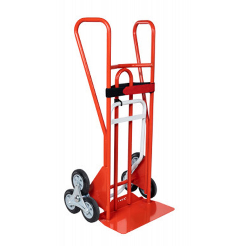 DIABLE 250KG TOLE ROUES ETOILE CAOUTCHOUC AVEC BAVETTE FIXE ET/OU REPLIABLE