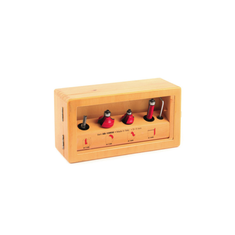 COFFRET EN BOIS AVEC 4 FRAISES POUR DÉFONCEUSE FREUD MODÈLE 02255