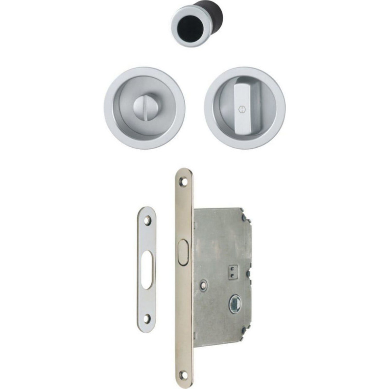 ENSEMBLE HOPPE POUR PORTE COULISSANTE 4920 FINITION CHROMÉ SATINÉ
