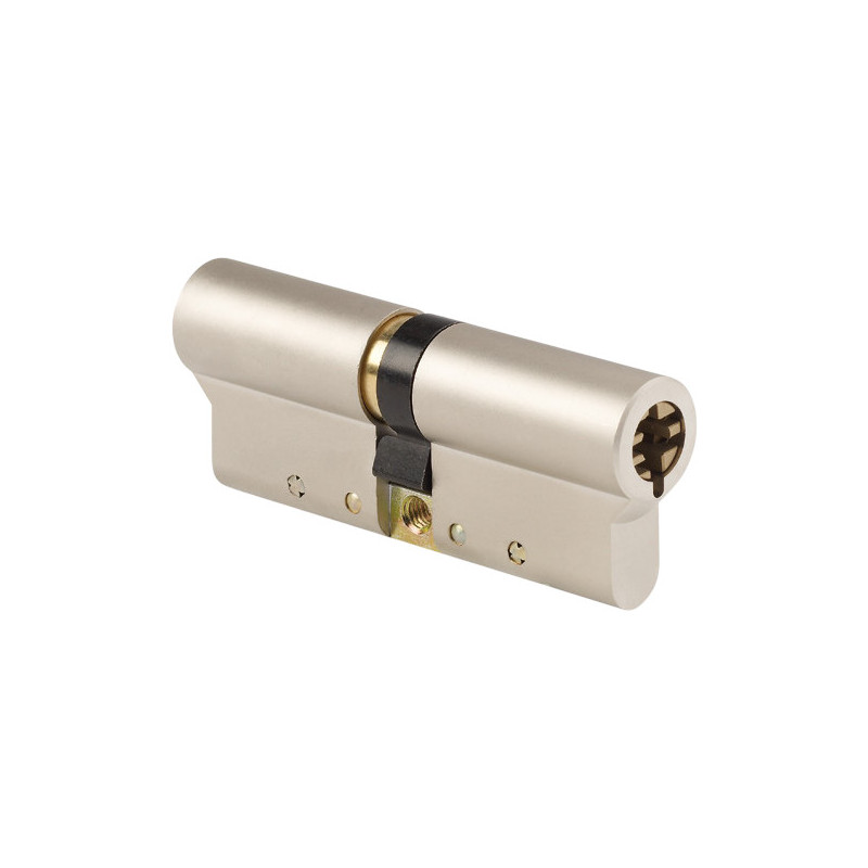 CYLINDRE EUROPÉEN DOUBLE ENTRÉE POLLUX 5 AILETTES FINITION NICKELÉ