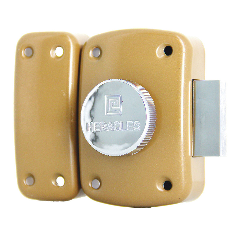 VERROU À BOUTON HERACLES COLORIS OR AVEC CYLINDRE 5 GOUPILLES - MODÈLE ECO