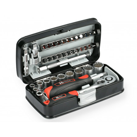 COFFRET COMPACT 38 PIÈCES DOUILLES 12 PANS 1/4'' HANGER