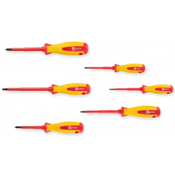 ENSEMBLE DE 6 TOURNEVIS ISOLÉS 1000V - FENTE ET CRUCIFORME PH
