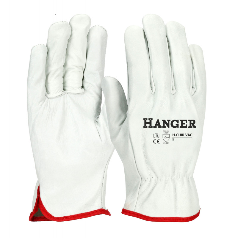 GANTS DE TRAVAIL EN CUIR HANGER VAC - LOT DE 12 PAIRES