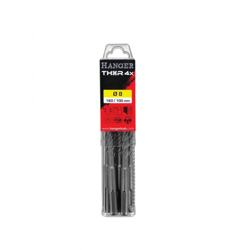 ENSEMBLE DE 10 FORETS BÉTON SDS PLUS À 4 TAILLANTS THOR
