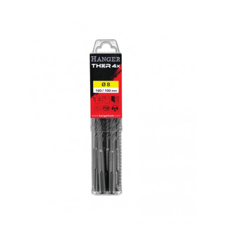 ENSEMBLE DE 10 FORETS BÉTON SDS PLUS À 4 TAILLANTS THOR