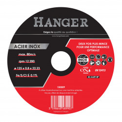 DISQUE À TRONÇONNER HANGER ACIER/INOX DÉPORTÉ 125 X 0,8 MM - 150009