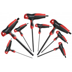 ENSEMBLE DE 8 CLÉS MÂLES EN T AVEC EMBOUTS SPHÉRIQUES HEXAGONAUX - MODÈLE 250191