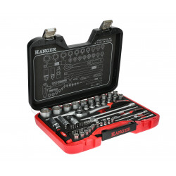 COFFRET DE DOUILLES MÉTRIQUES 1/4'' ET 1/2'' 6 PANS - 60 PIÈCES