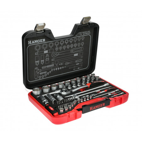 COFFRET DE DOUILLES MÉTRIQUES 1/4'' ET 1/2'' 6 PANS - 60 PIÈCES