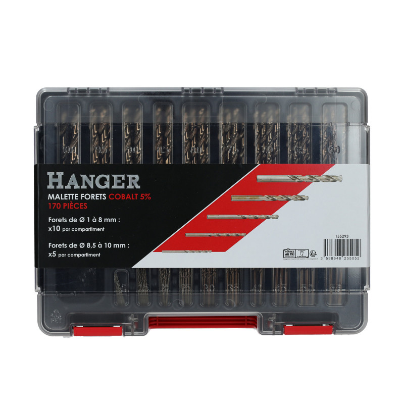 MALLETTE DE 170 FORETS EN COBALT 5% HANGER - RÉF. 155293