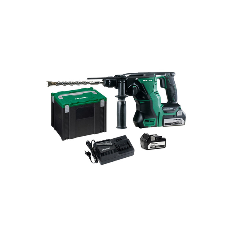 PERFORATEUR-BURINEUR SDS-PLUS 18V HIKOKI DH18DBLWPZ - 2 BATTERIES 5AH - CHARGEUR - HITCASE