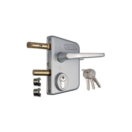 SERRURE DE PORTAIL À PÊNES RONDS ARGENT LOCINOX MODÈLE ANCIEN LCKX