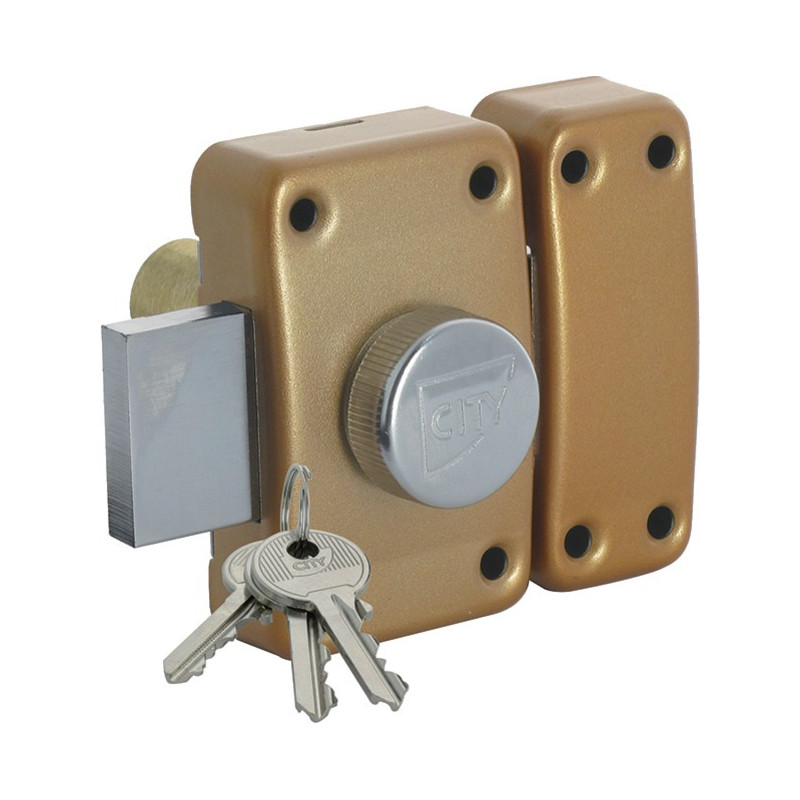 VERROU CITY 25 À BOUTON, FINITION BRONZÉ OR ISEO