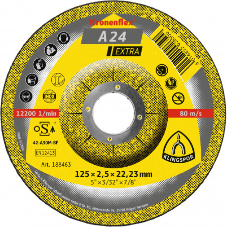DISQUE À TRONÇONNER PLAT ACIER KLINGSPOR KRONENFLEX A24 EXTRA 125X2,5 MM
