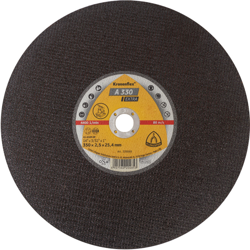 DISQUE À TRONÇONNER PLAT ACIER KRONENFLEX KLINGSPOR A330 EXTRA 356X2,5X25,4 MM
