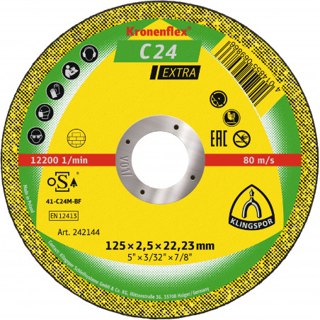 DISQUE TRONÇONNEUR MATÉRIAUX PLAT KRONENFLEX KLINGSPOR C24 EXTRA