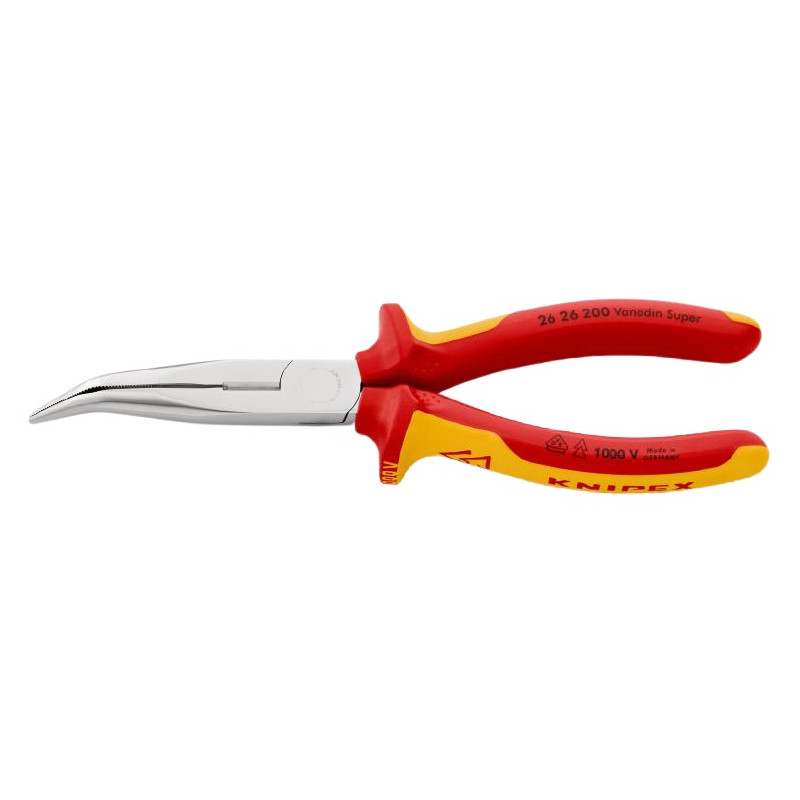 PINCE À BEC DEMI-ROND COUDÉ ISOLÉE 1000V - KNIPEX 26 26 200