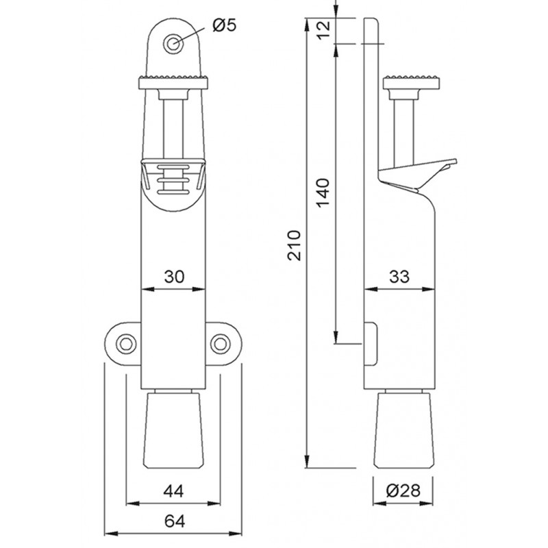 ARRÊT DE PORTE VERTICAL À PÉDALE EN ACIER KWS