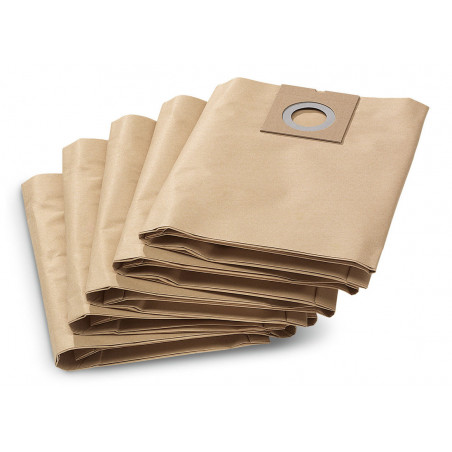 ENSEMBLE DE 5 SACS FILTRANTS EN PAPIER POUR ASPIRATEUR KÄRCHER NT 27/1 - RÉFÉRENCE 69042900