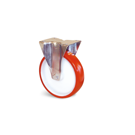 Roulette manutention Roue polyuréthane injecté Ethanyl® Série E4B-28 Fixation à platine fixe  Diamètre 100mm Charge 170 kg