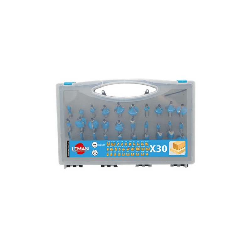COFFRET DE 30 MECHES DE DEFONCEUSE QUEUE DE 8