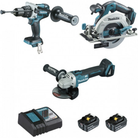 ENSEMBLE DE 3 MACHINES 18 V LI-ION 5 AH  (DHP481 + DGA506 + DHS680)