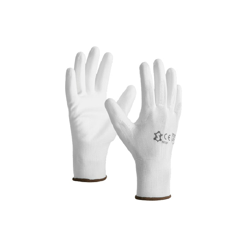 GANTS EN POLYESTER TRICOTÉ AVEC ENDUCTION EN POLYURÉTHANE BLANC