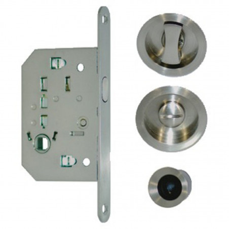 KIT DE PORTE COULISSANTE EN INOX AVEC ROSACES ET BEC DE CANE - NI013