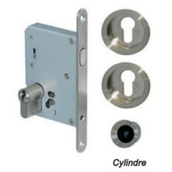 KIT DE PORTE COULISSANTE EN INOX AVEC ROSACES ET BEC DE CANE - NI016