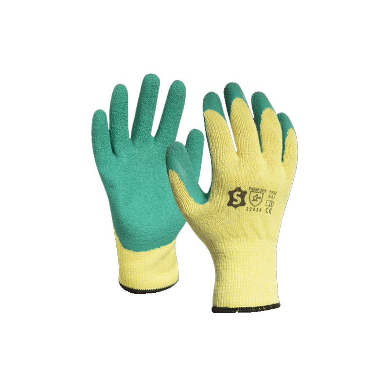 LOT DE 12 PAIRES DE GANTS TRICOTÉS ENDUITS EN LATEX AVEC POIGNET BORD-CÔTE TAILLE 10