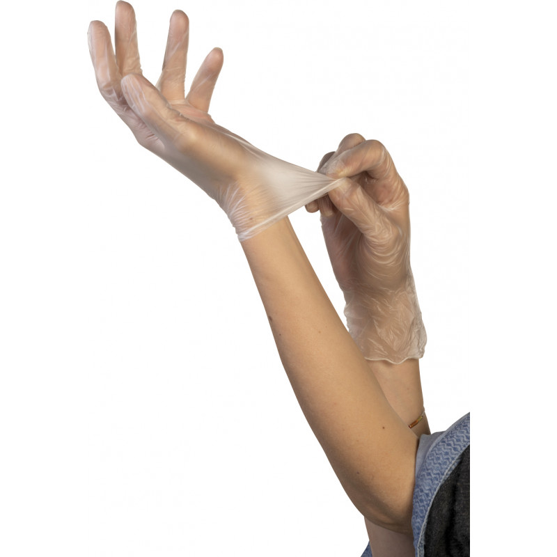 GANTS JETABLES VINYLES TRANSPARENTS POUDRÉS