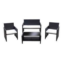 SALON DE JARDIN 4 PIÈCES CUBA EN ACIER NOIR - HILPEA