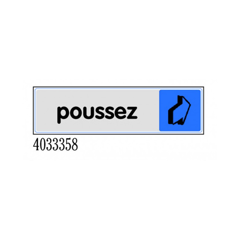 PLAQUETTE DE PORTE EN PLEXIGLAS "POUSSEZ" 170 X 45 MM
