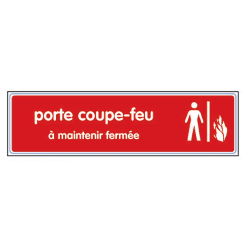 PLAQUETTE DE PORTE COUPE-FEU EN PLEXIGLAS 170 X 45 MM NOVAP