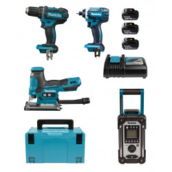 LOT0335 ENSEMBLE 4 OUTILS 18 V (DDF482/DTD152/DJV185Z/DMR116) - 3 BATTERIES 5 AH LOT0335 ENSEMBLE 4 OUTILS 18 V (DDF482/DTD152/DJV185Z/DMR116) - 3 BATTERIES 5 AH