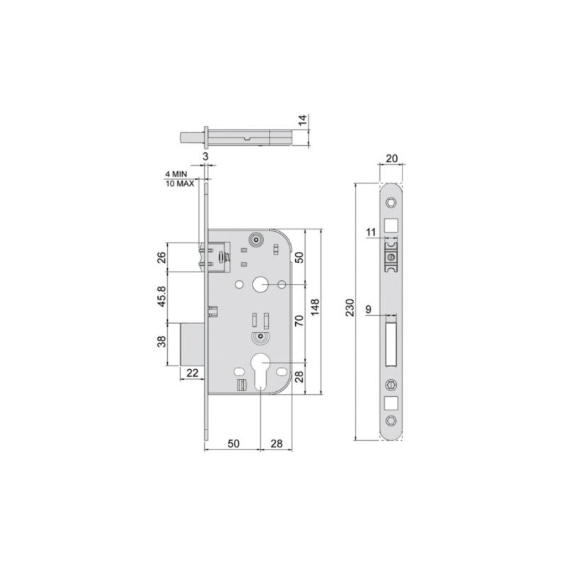 COFFRE MONOPOINT A LARDER A ROULEAU REGLABLE AXE 50MM