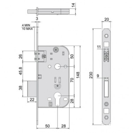 COFFRE MONOPOINT A LARDER A ROULEAU REGLABLE AXE 50MM