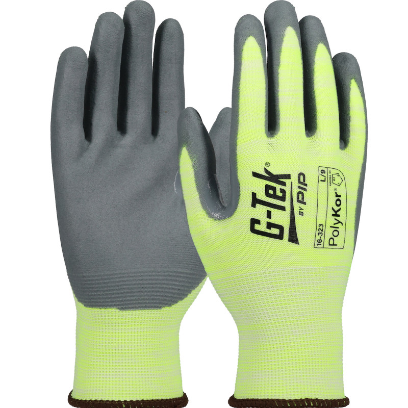 GANTS ANTI-COUPURE FLUO ENDUITS NITRILE GRIS G-TEK Polykor