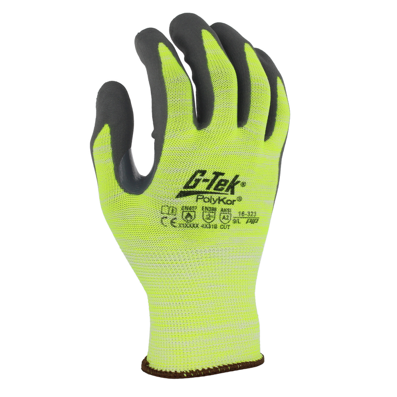 GANTS ANTI-COUPURE FLUO ENDUITS NITRILE GRIS G-TEK Polykor