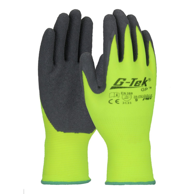 GANTS HAUTE VISIBILITÉ G-TEK® PIP AVEC REVÊTEMENT LATEX CRÊPÉ MODÈLE 39-FG1315