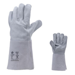 GANTS DE PROTECTION SOUDEUR CROUTE VACHETTE MANCHETTE 15CM GRIS