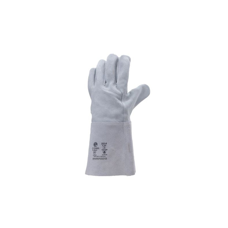 GANTS DE PROTECTION SOUDEUR CROUTE VACHETTE MANCHETTE 15CM GRIS