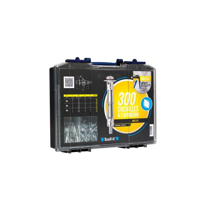 COFFRET 300 CHEVILLES À EXPANSION AVEC VIS ET PINCE SCELL-IT SPIDER