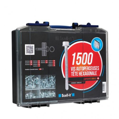COFFRET DE 1500 VIS AUTOPERCEUSES AVEC RONDELLES TÊTE HEXAGONALE SCELL-IT