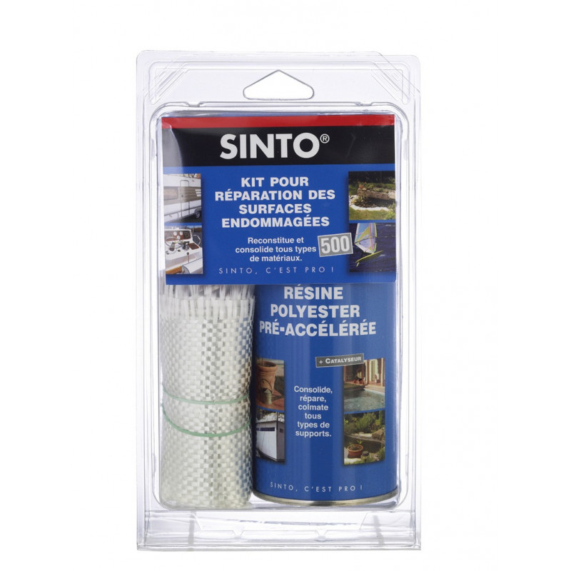 KIT DE RÉPARATION AVEC RÉSINE SANS STYRÈNE ET TISSU DE VERRE - MODÈLE 31150