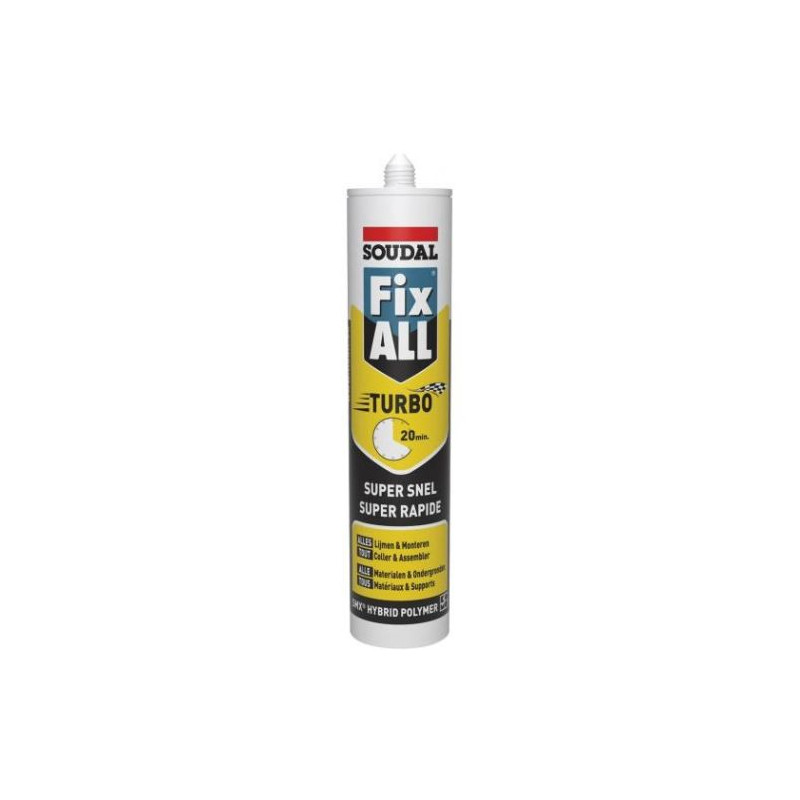 MASTIC COLLE FIX ALL TURBO BLANC CARTOUCHE 290ML - SOUDAL - 121923