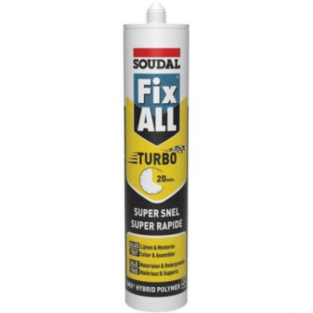 MASTIC COLLE FIX ALL TURBO BLANC CARTOUCHE 290ML - SOUDAL - 121923